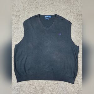 Polo Ralph Lauren Men's Black Sweater Vest Size 3XB 100% Pima Cotton